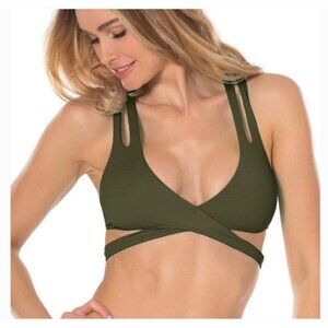 ❤️ Becca Size S Kailani wrap bikini top in olive green